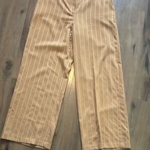 Tahari ASL Tan Striped Wide Leg Pants